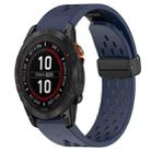 For Garmin Fenix 7 Pro 47mm 22mm Folding Buckle Hole Silicone Watch Band(Midnight Blue) - 1