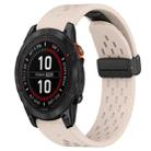 For Garmin Fenix 7 Pro 47mm Hole Folding Buckle 22mm Silicone Watch Band(Starlight Color) - 1