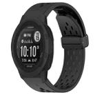 For Garmin  Instinct 2 Solar 22mm Folding Buckle Hole Silicone Watch Band(Black) - 1