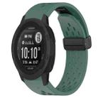 For Garmin  Instinct 2 Solar 22mm Folding Buckle Hole Silicone Watch Band(Dark Green) - 1