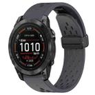 For Garmin Epix Pro 47mm 22mm Folding Buckle Hole Silicone Watch Band(Dark Gray) - 1