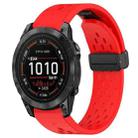 For Garmin Epix Pro 47mm 22mm Folding Buckle Hole Silicone Watch Band(Red) - 1