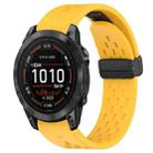 For Garmin Epix Pro 47mm 22mm Folding Buckle Hole Silicone Watch Band(Yellow) - 1