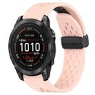 For Garmin Epix Pro 47mm 22mm Folding Buckle Hole Silicone Watch Band(Pink) - 1