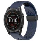 For Garmin Epix Pro 47mm 22mm Folding Buckle Hole Silicone Watch Band(Midnight Blue) - 1