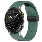 For Garmin MARQ Athlete Gen 2 22mm Folding Buckle Hole Silicone Watch Band(Dark Green) - 1