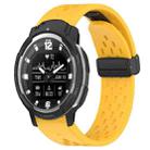 For Garmin Instinct Crossover 22mm Folding Buckle Hole Silicone Watch Band(Yellow) - 1