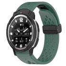 For Garmin Instinct Crossover 22mm Folding Buckle Hole Silicone Watch Band(Dark Green) - 1