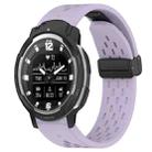 For Garmin Instinct Crossover 22mm Folding Buckle Hole Silicone Watch Band(Purple) - 1
