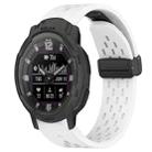 For Garmin Instinct Crossover Solar 22mm Folding Buckle Hole Silicone Watch Band(White) - 1