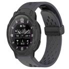 For Garmin Instinct Crossover Solar 22mm Folding Buckle Hole Silicone Watch Band(Dark Gray) - 1