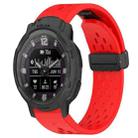 For Garmin Instinct Crossover Solar Hole Folding Buckle 22mm Silicone Watch Band(Red) - 1