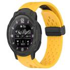 For Garmin Instinct Crossover Solar 22mm Folding Buckle Hole Silicone Watch Band(Yellow) - 1