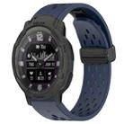 For Garmin Instinct Crossover Solar 22mm Folding Buckle Hole Silicone Watch Band(Midnight Blue) - 1