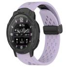 For Garmin Instinct Crossover Solar Hole Folding Buckle 22mm Silicone Watch Band(Purple) - 1