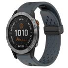 For Garmin Fenix 7 22mm Folding Buckle Hole Silicone Watch Band(Dark Gray) - 1