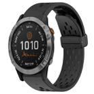 For Garmin Fenix 7 22mm Folding Buckle Hole Silicone Watch Band(Black) - 1