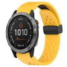 For Garmin Fenix 7 22mm Folding Buckle Hole Silicone Watch Band(Yellow) - 1