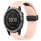 For Garmin Fenix 7 22mm Folding Buckle Hole Silicone Watch Band(Pink) - 1