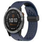 For Garmin Fenix 7 22mm Folding Buckle Hole Silicone Watch Band(Midnight Blue) - 1