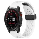 For Garmin Fenix 7 Solar Hole Folding Buckle 22mm Silicone Watch Band(White) - 1