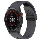 For Garmin Fenix 7 Solar 22mm Folding Buckle Hole Silicone Watch Band(Dark Gray) - 1