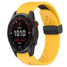 For Garmin Fenix 7 Solar 22mm Folding Buckle Hole Silicone Watch Band(Yellow) - 1