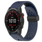 For Garmin Fenix 7 Solar 22mm Folding Buckle Hole Silicone Watch Band(Midnight Blue) - 1