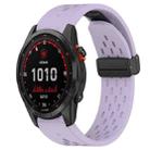 For Garmin Fenix 7 Solar Hole Folding Buckle 22mm Silicone Watch Band(Purple) - 1