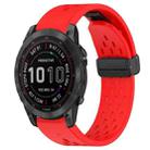 For Garmin Fenix 7 Sapphire Solar 22mm Folding Buckle Hole Silicone Watch Band(Red) - 1