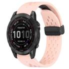 For Garmin Fenix 7 Sapphire Solar 22mm Folding Buckle Hole Silicone Watch Band(Pink) - 1