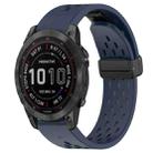 For Garmin Fenix 7 Sapphire Solar 22mm Folding Buckle Hole Silicone Watch Band(Midnight Blue) - 1