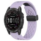 For Garmin Fenix 7 Sapphire Solar 22mm Folding Buckle Hole Silicone Watch Band(Purple) - 1