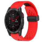 For Garmin Epix Gen 2 22mm Folding Buckle Hole Silicone Watch Band(Red) - 1