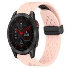 For Garmin Epix Gen 2 Hole Folding Buckle 22mm Silicone Watch Band(Pink) - 1