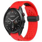 For Garmin Approach S62 22mm Folding Buckle Hole Silicone Watch Band(Red) - 1