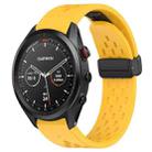 For Garmin Approach S62 22mm Folding Buckle Hole Silicone Watch Band(Yellow) - 1