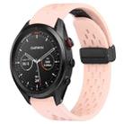 For Garmin Approach S62 22mm Folding Buckle Hole Silicone Watch Band(Pink) - 1