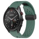 For Garmin Approach S62 Hole Folding Buckle 22mm Silicone Watch Band(Dark Green) - 1