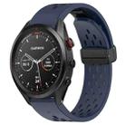 For Garmin Approach S62 22mm Folding Buckle Hole Silicone Watch Band(Midnight Blue) - 1