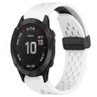 For Garmin Fenix 6 GPS 22mm Folding Buckle Hole Silicone Watch Band(White) - 1