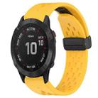 For Garmin Fenix 6 GPS 22mm Folding Buckle Hole Silicone Watch Band(Yellow) - 1