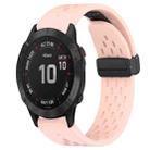 For Garmin Fenix 6 GPS 22mm Folding Buckle Hole Silicone Watch Band(Pink) - 1