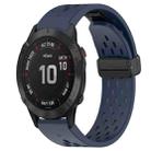 For Garmin Fenix 6 GPS Hole Folding Buckle 22mm Silicone Watch Band(Midnight Blue) - 1