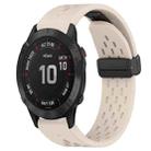 For Garmin Fenix 6 GPS Hole Folding Buckle 22mm Silicone Watch Band(Starlight Color) - 1