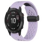 For Garmin Fenix 6 GPS Hole Folding Buckle 22mm Silicone Watch Band(Purple) - 1