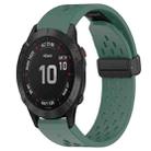 For Garmin Fenix 6 Pro GPS 22mm Folding Buckle Hole Silicone Watch Band(Dark Green) - 1