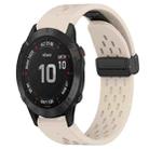 For Garmin Fenix 6 Pro GPS 22mm Folding Buckle Hole Silicone Watch Band(Starlight Color) - 1