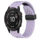 For Garmin Fenix 6 Pro GPS Hole Folding Buckle 22mm Silicone Watch Band(Purple) - 1