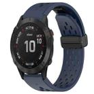 For Garmin Fenix 6 Sapphire GPS 22mm Folding Buckle Hole Silicone Watch Band(Midnight Blue) - 1